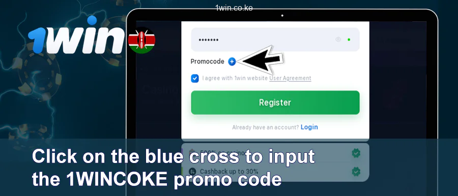 Click On The Cross To Enter The 1Win Promo Code