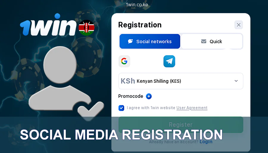 Social Media Registration 1win